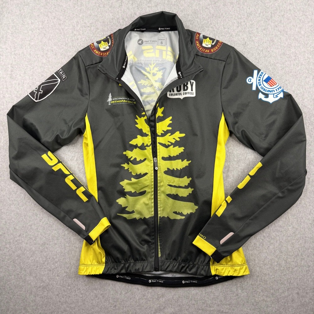 Pactimo Stevens Point‎ Cycling Club Jersey Womens Small Black Yellow Long Sleeve
